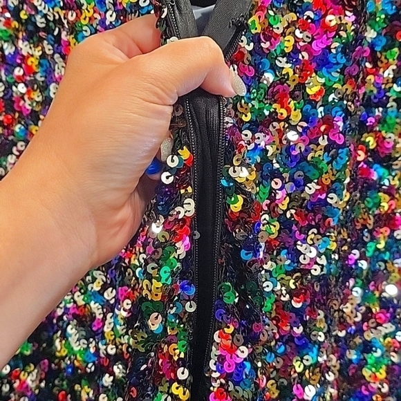 FORE-Rainbow Sequin Open Back Mini Dress-Size XL - Picture 17 of 17
